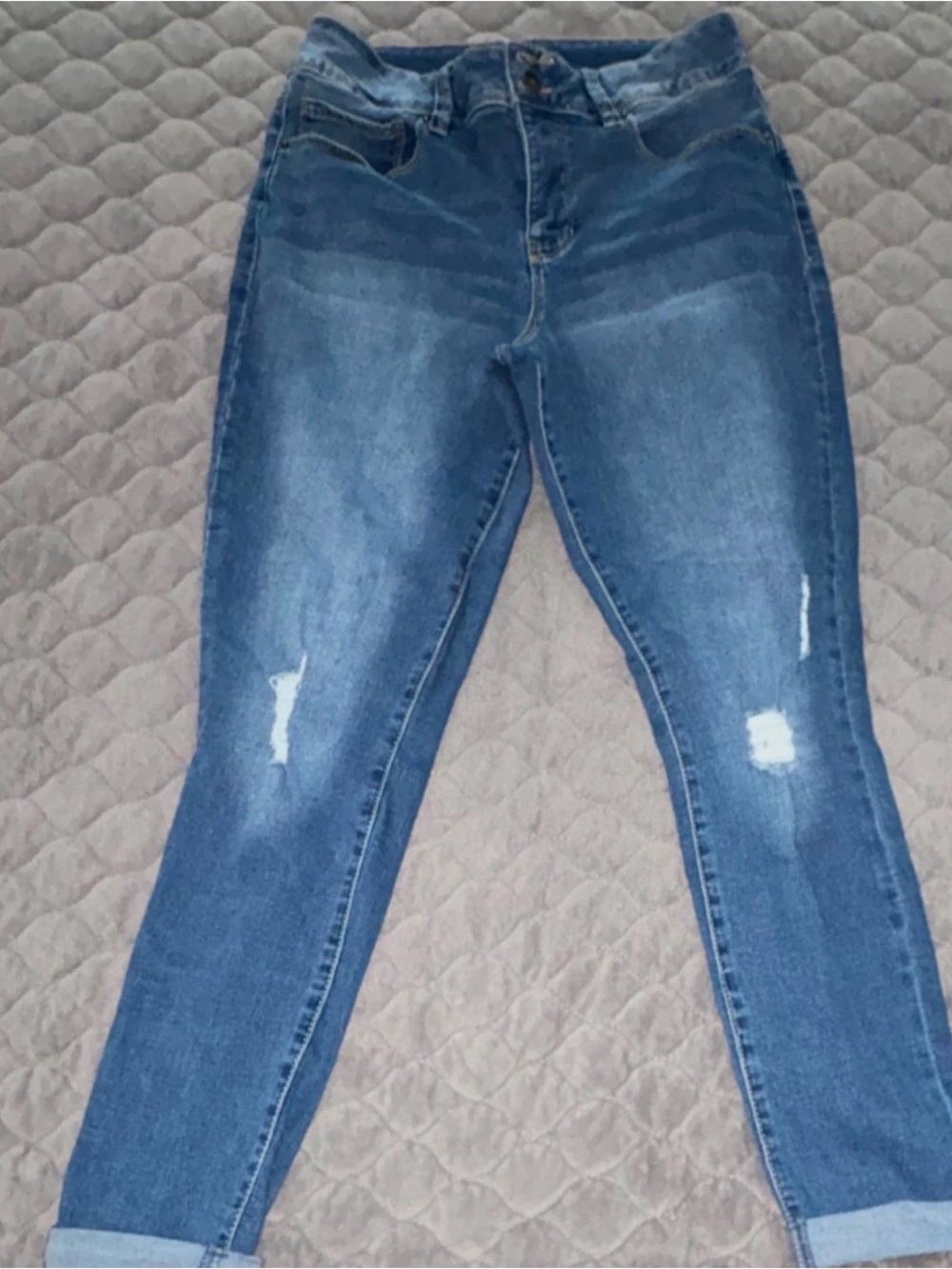 Royalty For Me Women's Blue Skinny Distressed Jeans